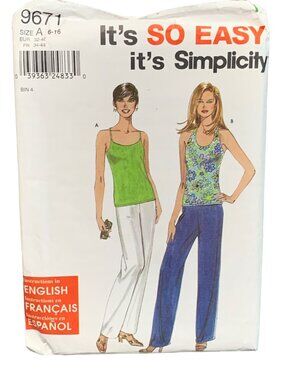 Simplicity 9671 Womens Shirt Pant Sewing Pattern Size 6-8-10-12-14-16 Uncut